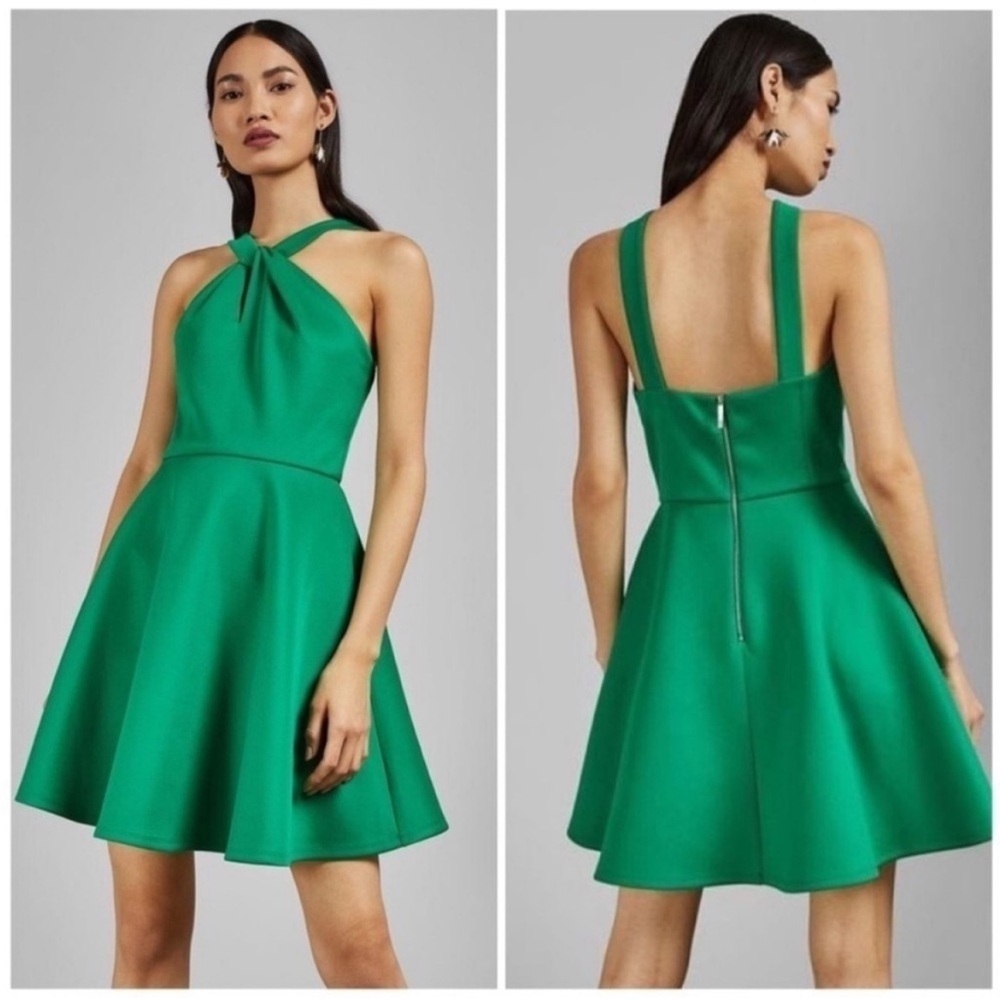 Ted Baker Freeda Mini Skater Dress Green